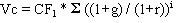 Valuation is expressed as a geometric series with ratio (1+g)/(1+r).